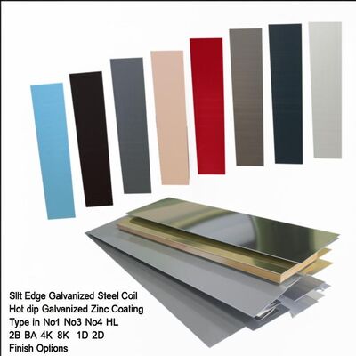 کویل گالوانیزه گرم نورد شده با لبه برش خورده با عرض 600-1500 میلی‌متر و گزینه‌های پرداخت No1 No3 No4 HL 2B BA 4K 8K 1D 2D